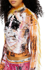 Cropped Henley Top With Fuzzy Trims Diesel