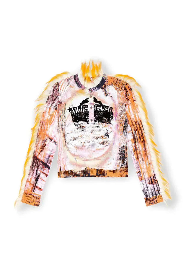 Cropped Henley Top With Fuzzy Trims Diesel