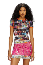 Stretch Jersey Top With Livestream Print Diesel