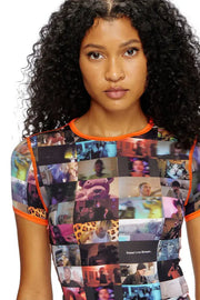Stretch Jersey Top With Livestream Print Diesel
