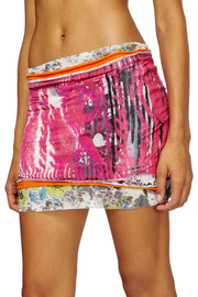 Layered Miniskirt With Peony Pop Print Diesel