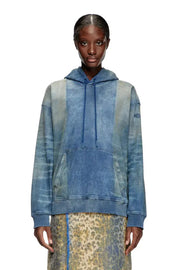 Hoodie In Track Denim With Solarised Folds Diesel