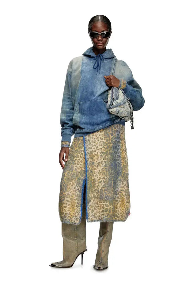 Hoodie In Track Denim With Solarised Folds Diesel