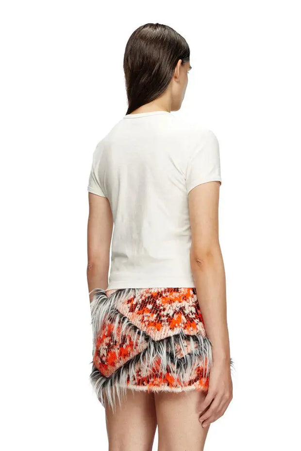 T-Shirt With Devoré Biscotto Logo Diesel