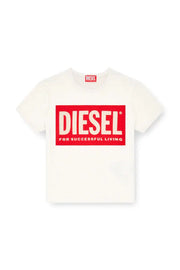 T-Shirt With Devoré Biscotto Logo Diesel