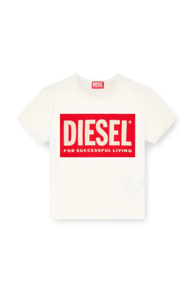 T-Shirt With Devoré Biscotto Logo Diesel