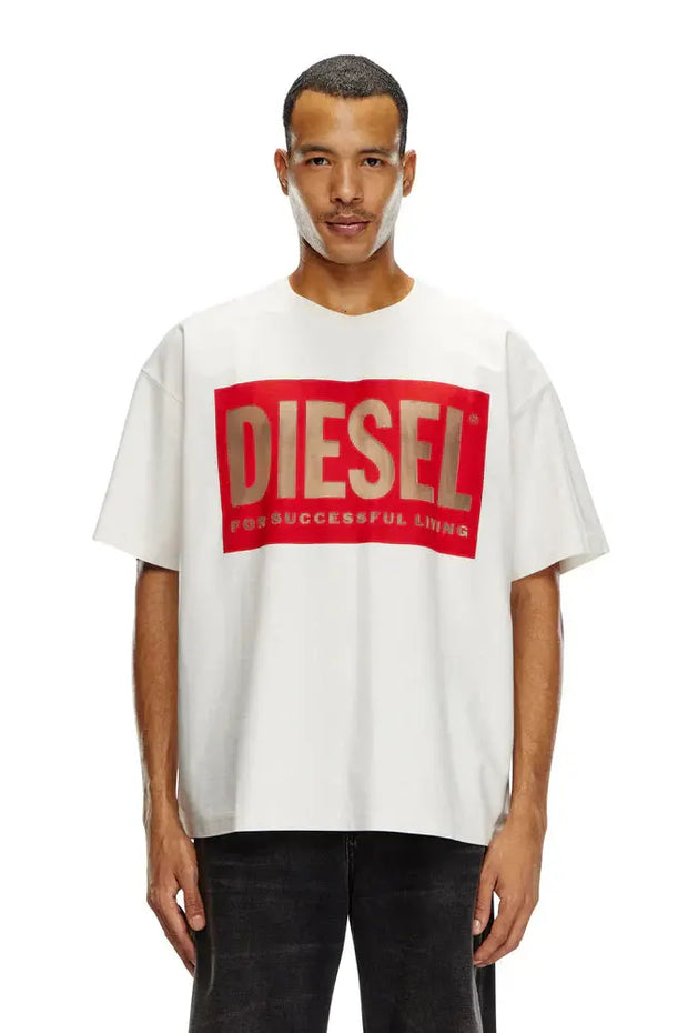 T-Shirt With Devoré Diesel Logo Diesel