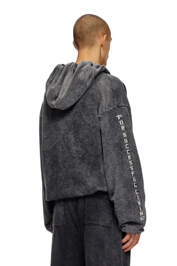 Hoodie With Denim Effect Diesel