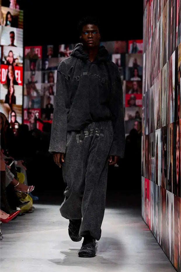 Hoodie With Denim Effect Diesel