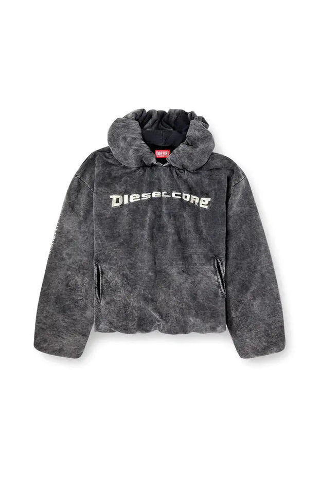 Hoodie With Denim Effect Diesel