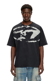 T-shirt with distressed flocked logo Diesel