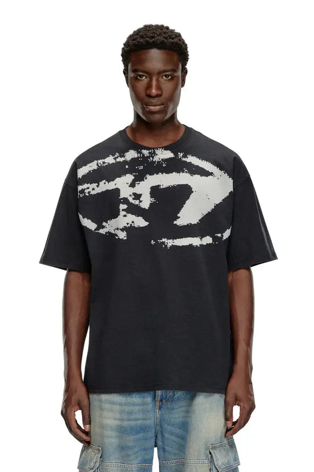 T-shirt with distressed flocked logo Diesel