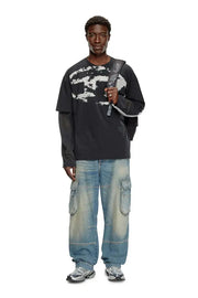 T-shirt with distressed flocked logo Diesel