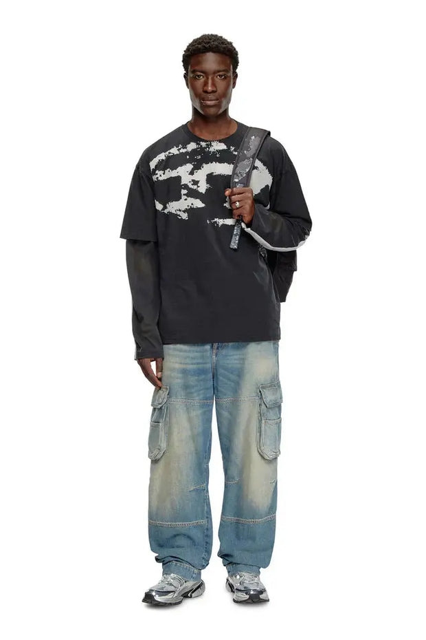 T-shirt with distressed flocked logo Diesel