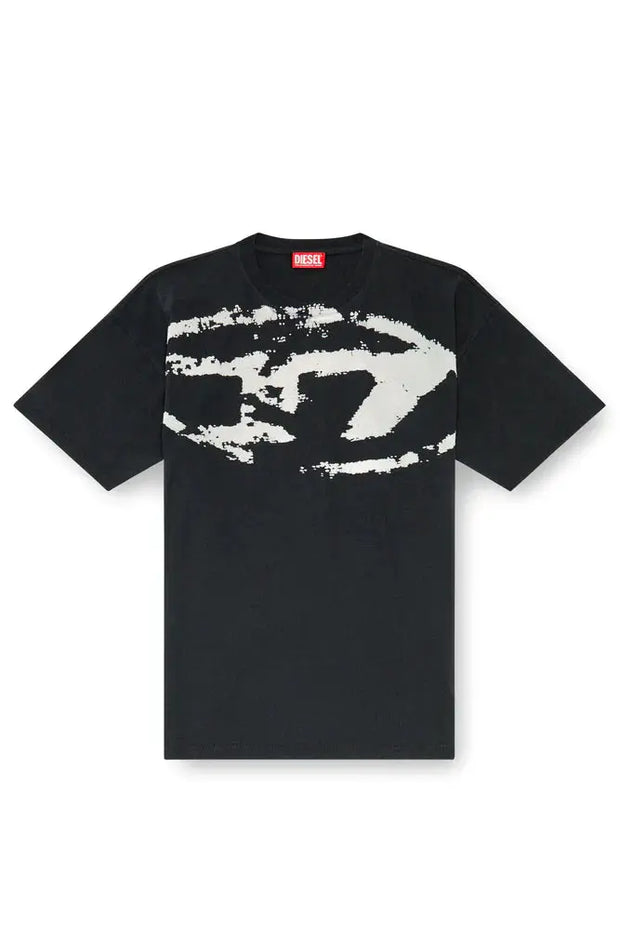 T-shirt with distressed flocked logo Diesel