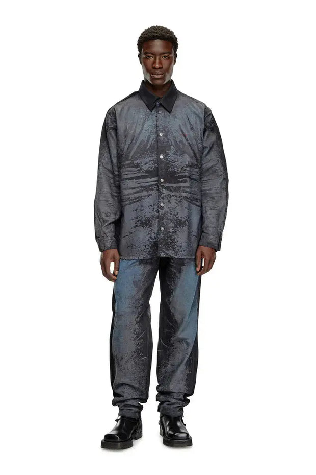 Shirt in peel-off denim and muslin Diesel