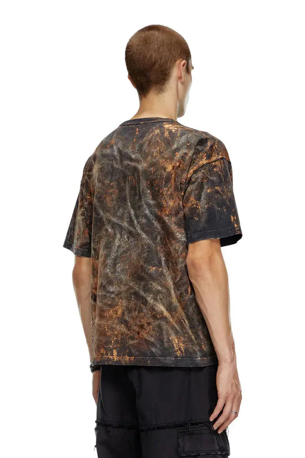 Dirty-effect T-shirt with logo lettering Diesel