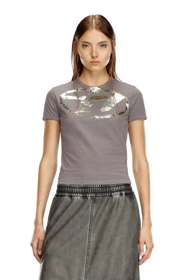T-shirt with metallic flocked logo Diesel