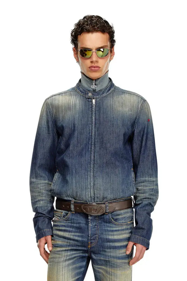 Moto jacket in streaky denim Diesel