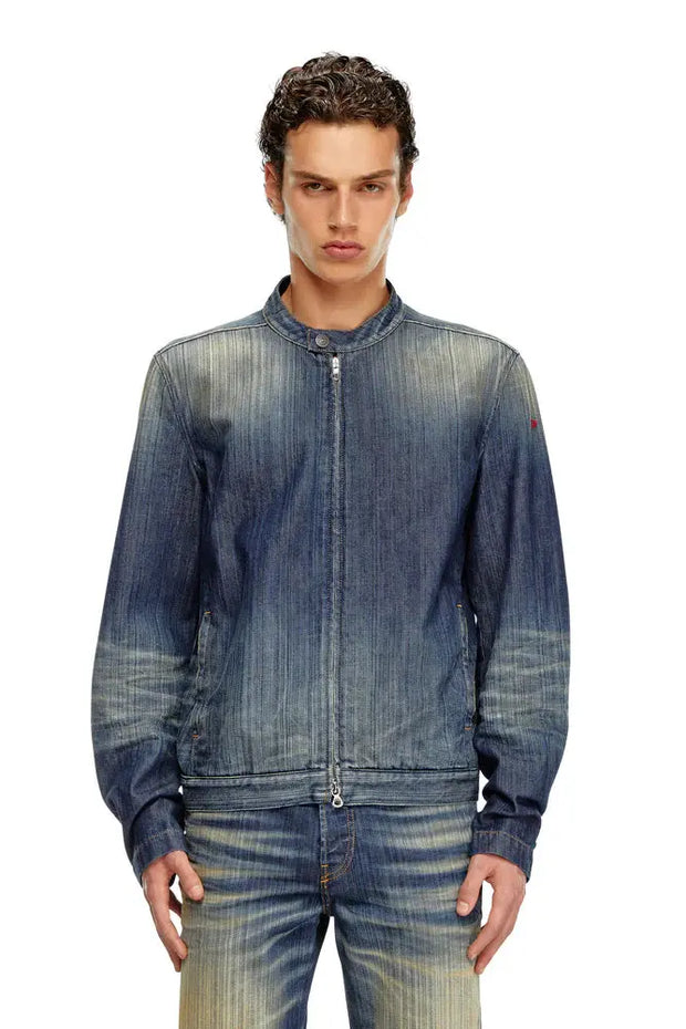 Moto jacket in streaky denim Diesel