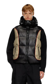 Hooded puffer vest in shiny ripstop Diesel