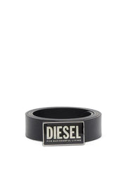 Leather belt with glossy logo buckle Diesel