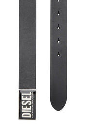 Leather belt with glossy logo buckle Diesel