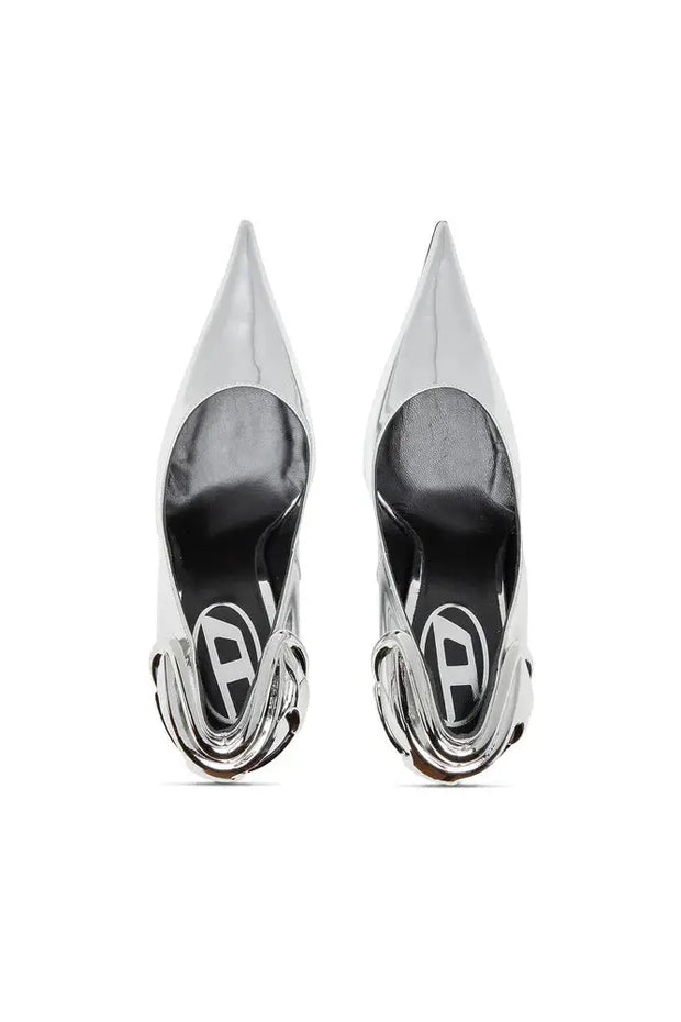 D-Ten&Half-Metallic pumps with curved heel Diesel