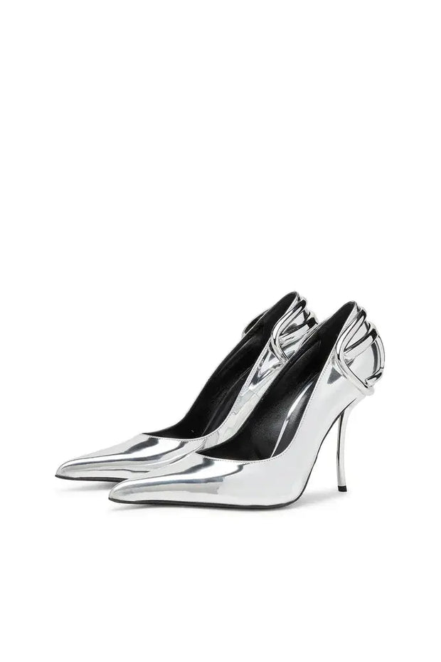 D-Ten&Half-Metallic pumps with curved heel Diesel