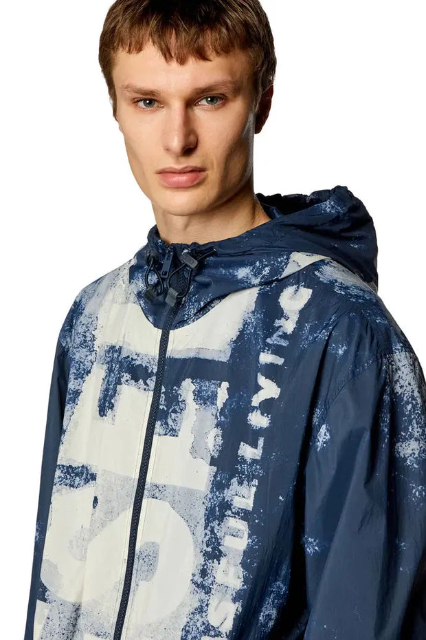 Watercolour-effect windbreaker with logo Diesel