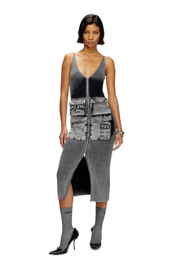 Knit midi dress with contrast pockets Diesel