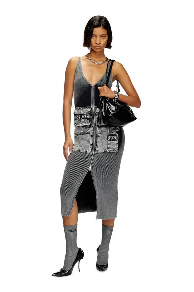 Knit midi dress with contrast pockets Diesel