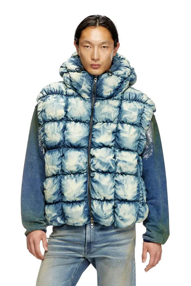 Tie-dyed denim puffer vest Diesel