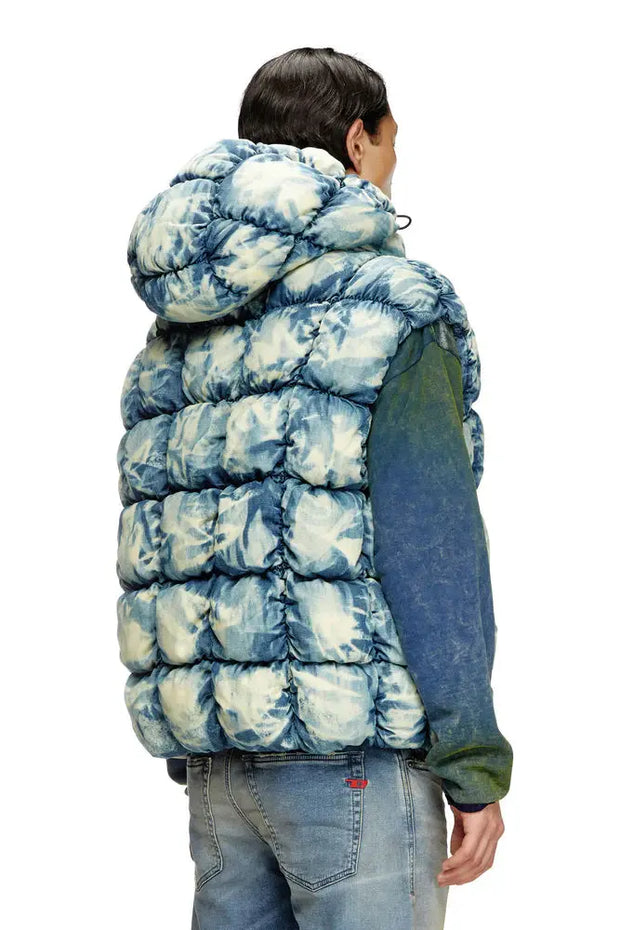 Tie-dyed denim puffer vest Diesel