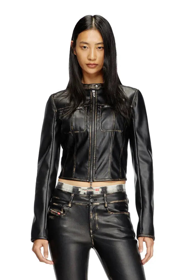 Cropped distressed biker jacket Diesel