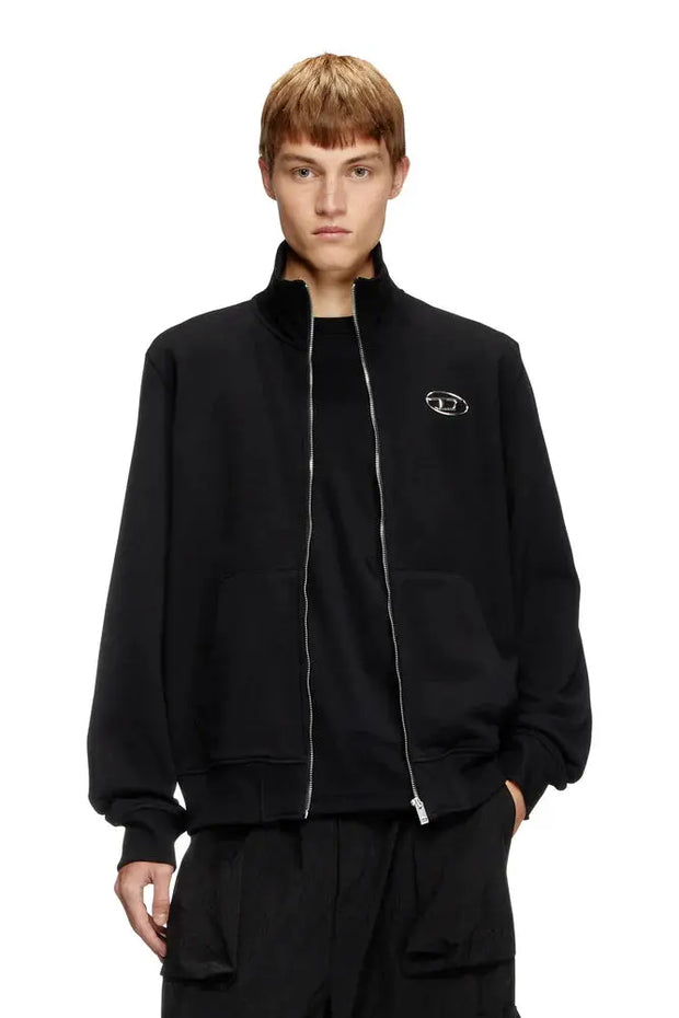 Zip-up sweatshirt with metallic logo Diesel
