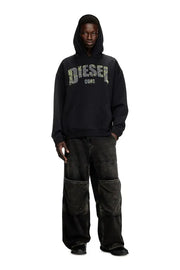 Hoodie with destroyed-effect logo print Diesel