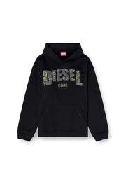 Hoodie with destroyed-effect logo print Diesel