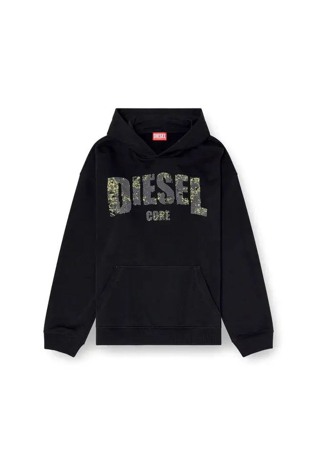 Hoodie with destroyed-effect logo print Diesel