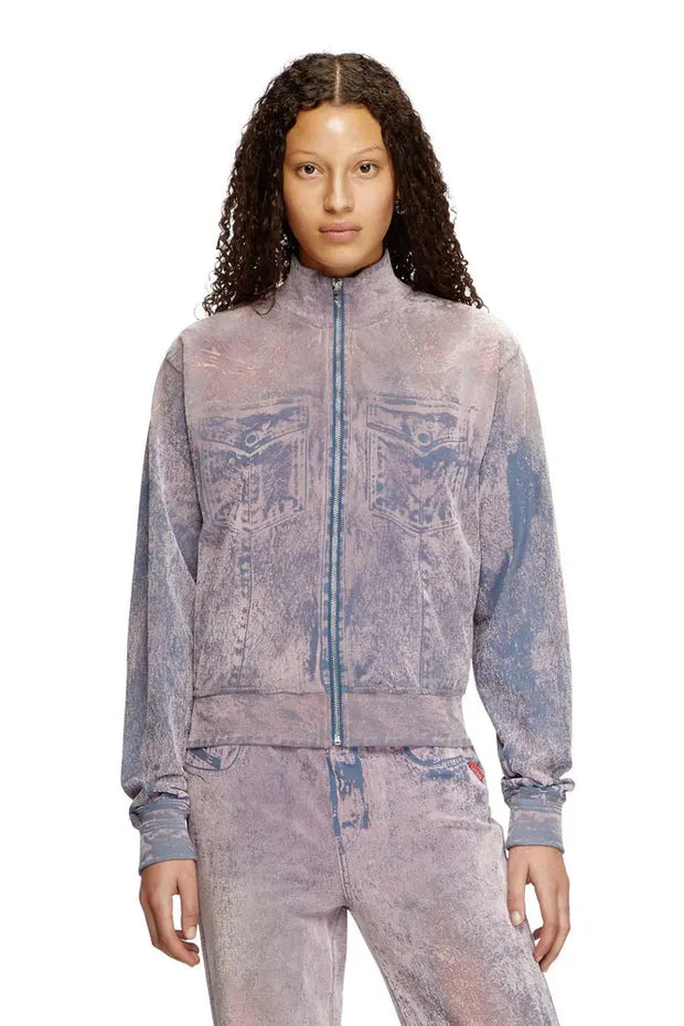 Trompe l'oeil flocked zip-up sweatshirt Diesel