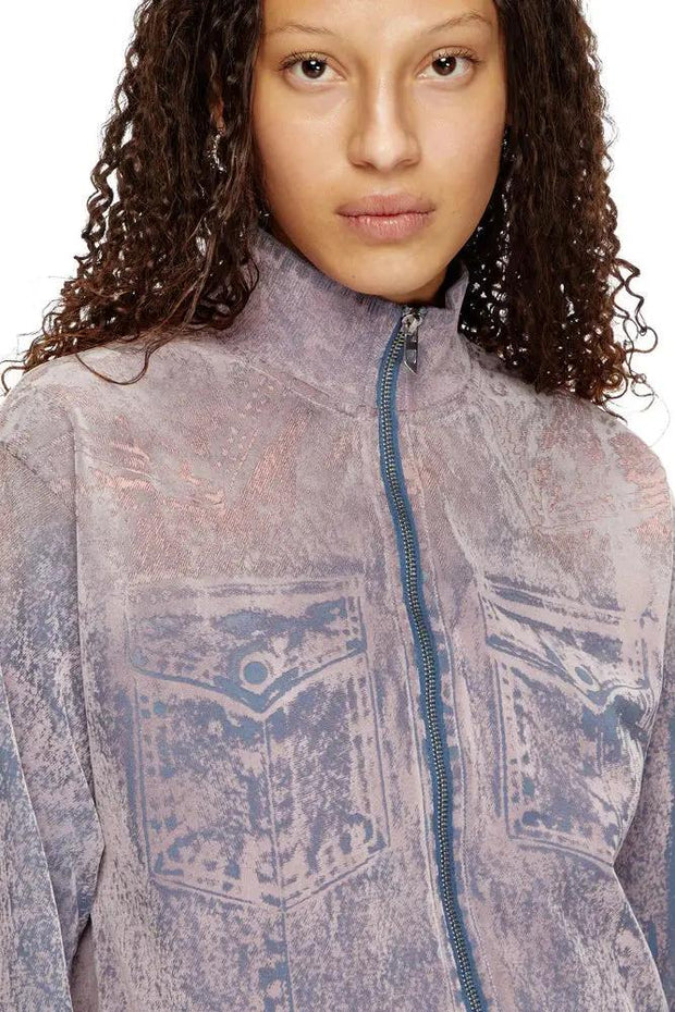 Trompe l'oeil flocked zip-up sweatshirt Diesel