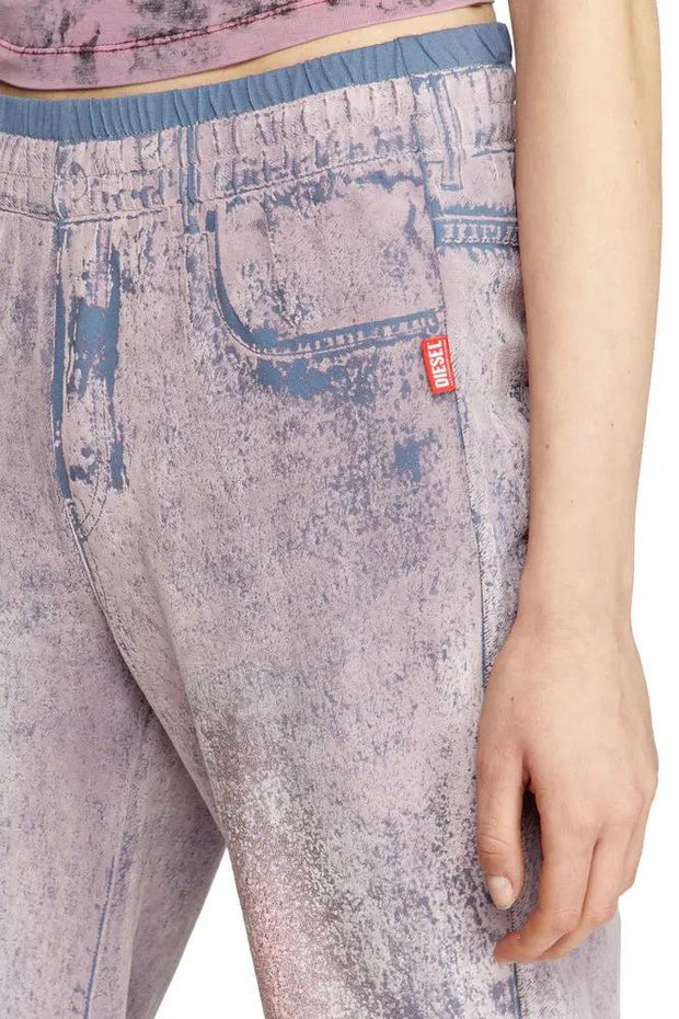 Wide leg sweat pants with bleach treatment Diesel
