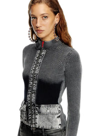 Zip-up cardigan with denim cargo pockets Diesel