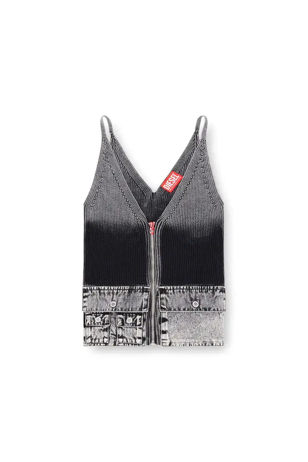 Knit tank top with denim cargo pockets Diesel