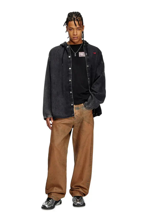 T-shirt with gabardine patch logo Diesel