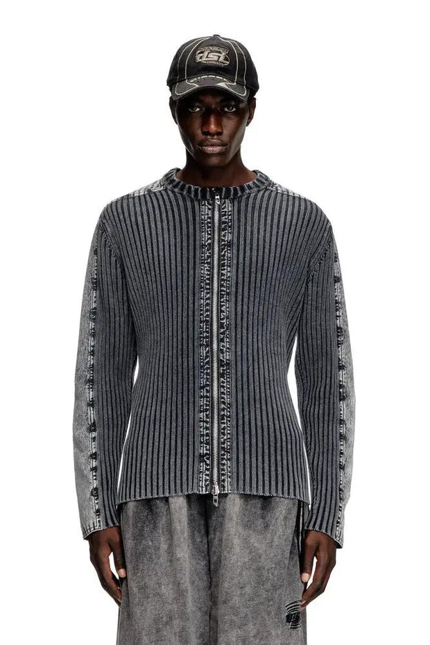Zip-up cardigan with contrast panels Diesel