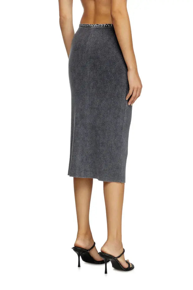 Knit midi skirt with denim cargo pockets Diesel