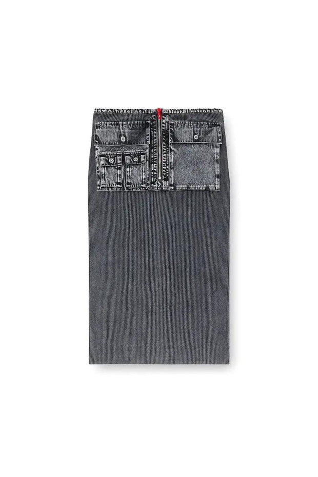 Knit midi skirt with denim cargo pockets Diesel