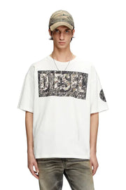 T-shirt with large gabardine patch logo Diesel