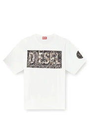 T-shirt with large gabardine patch logo Diesel